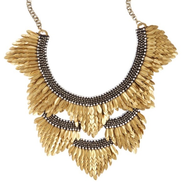 DEEPA GURNANI Jaliyah Layered Feather Bib Necklace - Picture 2 of 3